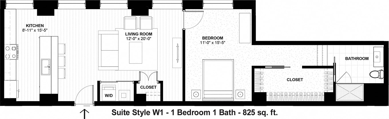 Suite Style W1 at The Terminal Tower Residences Apartments, Cleveland, 44113
