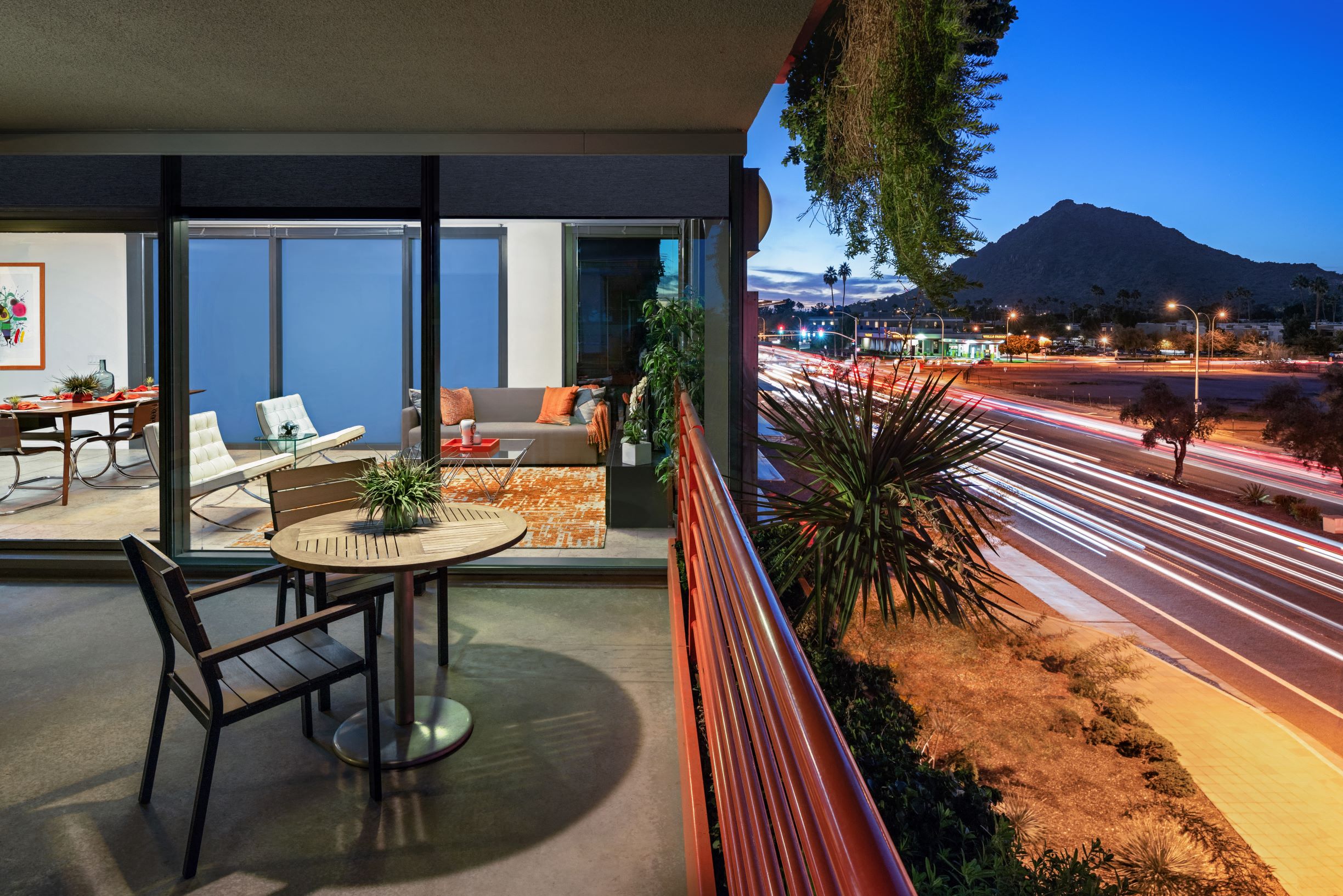 View from the patio of our luxury apartment overlooking nearby Arizona foothills