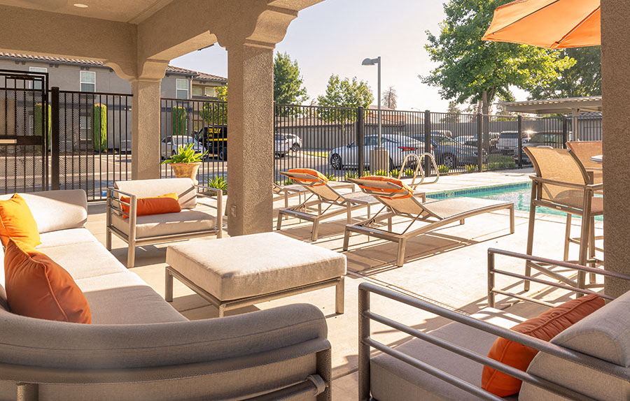 Lounge Chairs by Pool | Villagio Apartments in Ripon, CA 95366