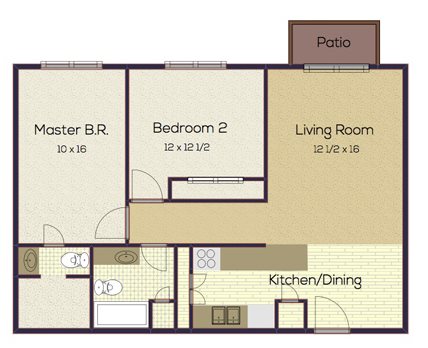 2 Bedroom - 1.5 Bathroom Floor Plan 42