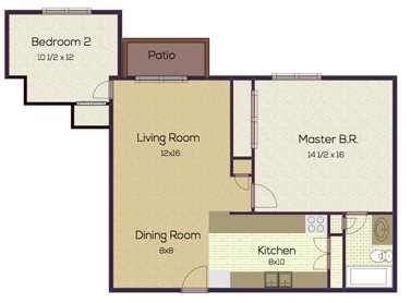 2 Bedroom - 1 Bathroom Floor Plan 38