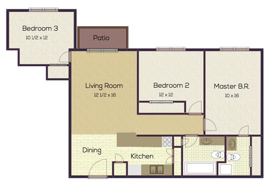 3 Bedroom - 1.75 Bathroom Floor Plan 40