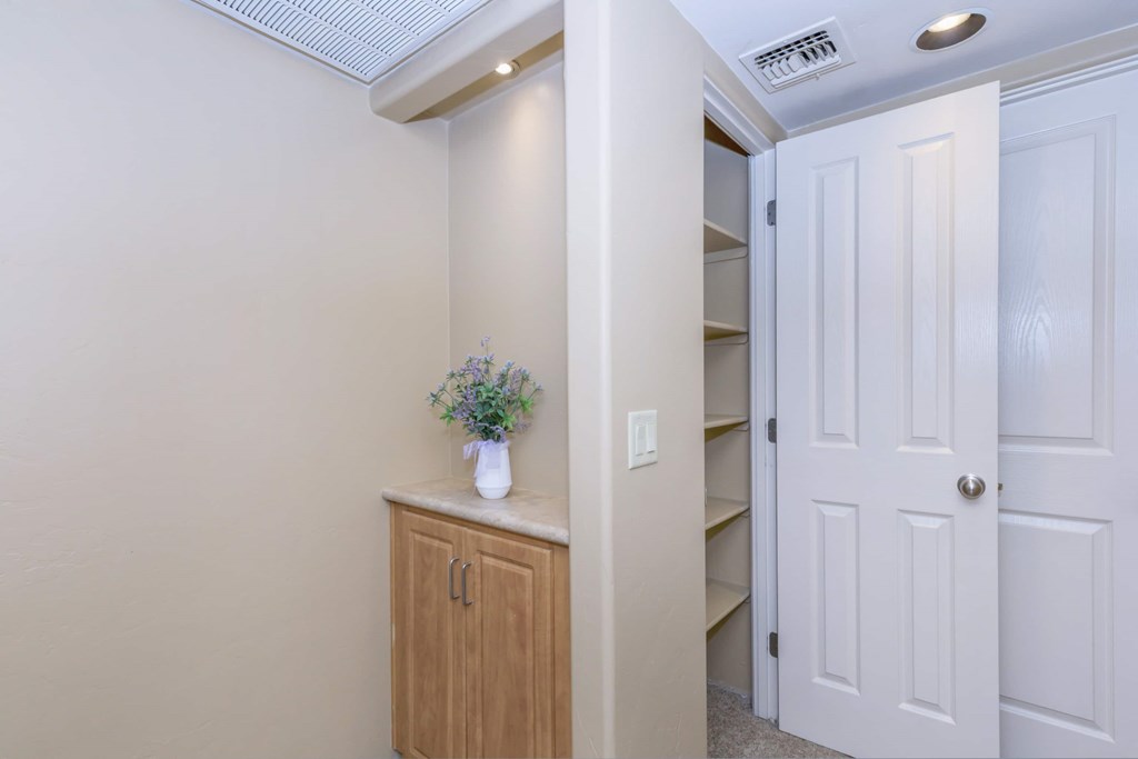 A white door is on the right side of the image.