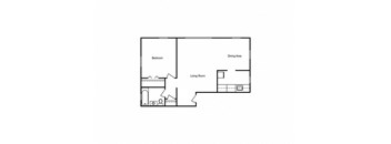 1 Bedroom 1 Bath Floor Plan