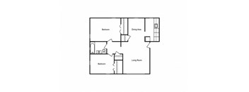 2 Bedroom 1 Bath Floor Plan