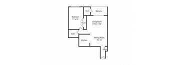 1 Bedroom 1 Bath Floor Plan