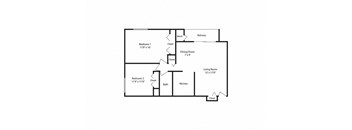 2 Bedroom 1 Bath Floor Plan