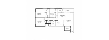 3 Bedroom 2 Bath Floor Plan