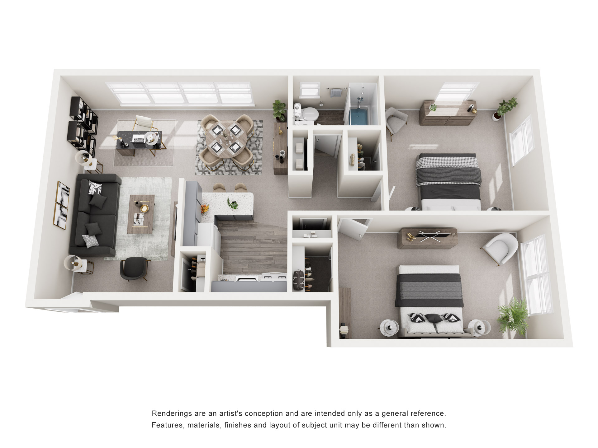 2 Bedroom 1 Bath Floor Plan