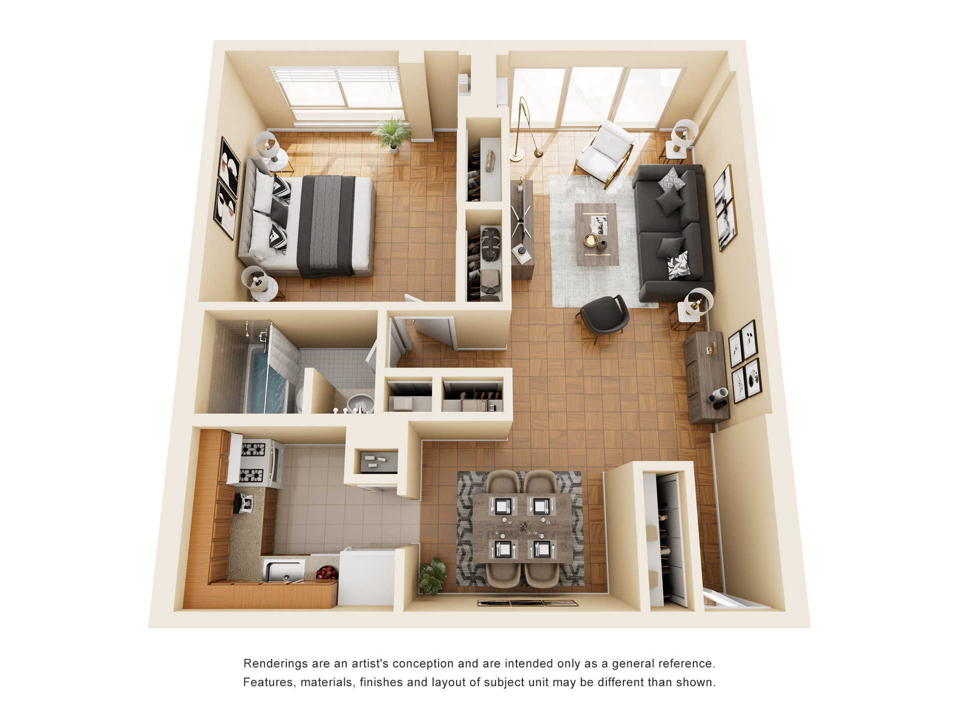 1 Bedroom 1 Bath Floor Plan