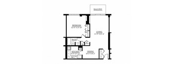 1 Bedroom 1 Bath Floor Plan