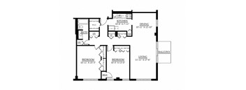 2 Bedroom 1 Bath Floor Plan