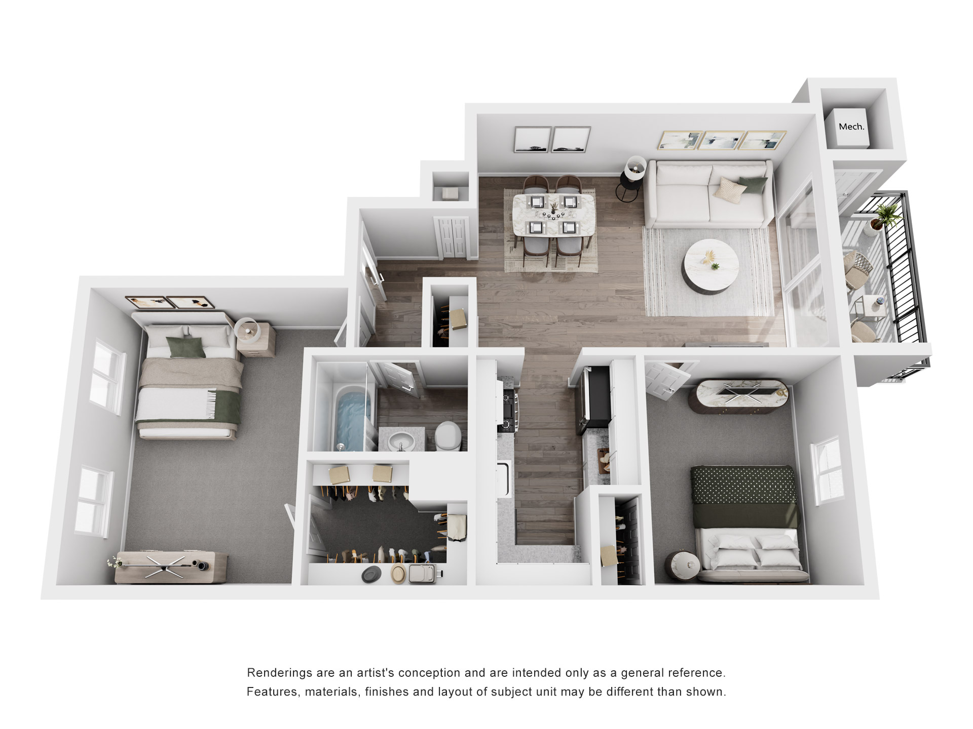 2 Bedroom 1 Bath Floor Plan