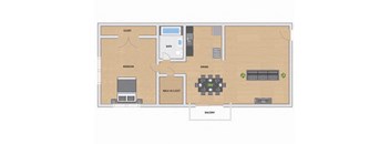 1 Bedroom 1 Bath Floor Plan