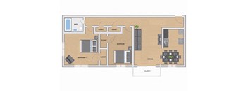 2 Bedroom 1 Bath Floor Plan
