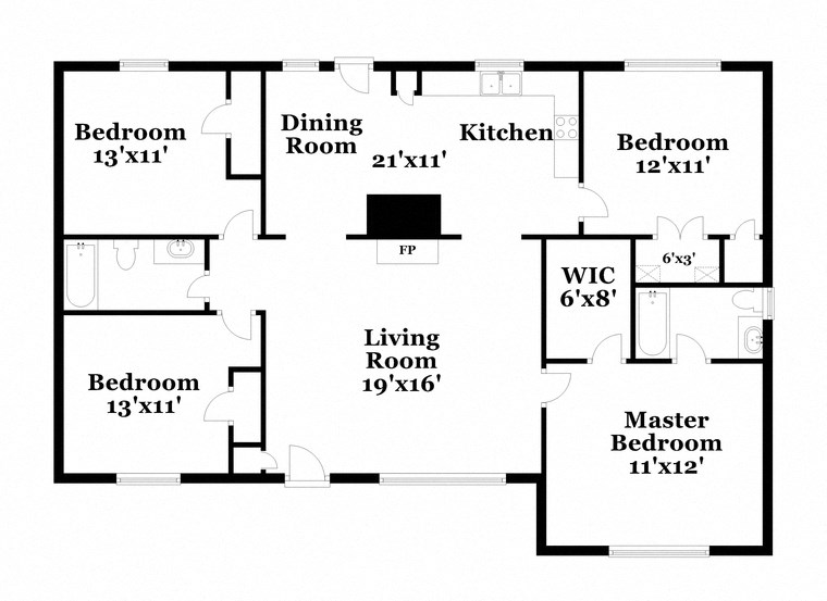 a floor plan of a house with a living room and a dining room