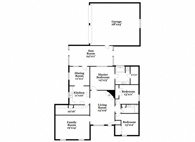 a floor plan of a house with two floors and a garage