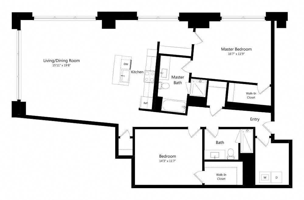 Fuller Floor Plan at The Laurel Apartments, Saint Louis