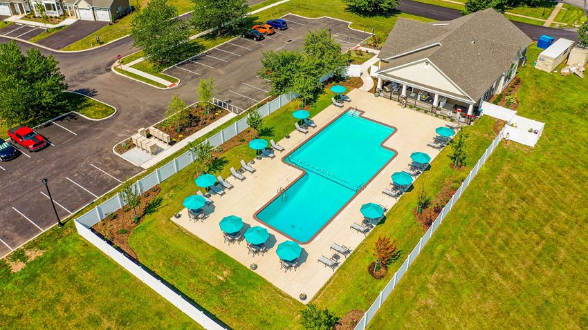 a view of the pool from above at the resort at governors crossing