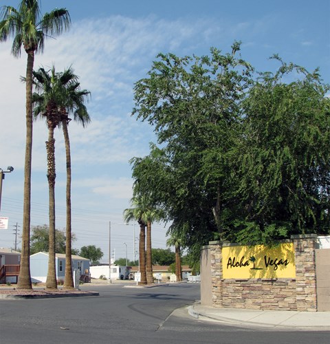 a sign at the entrance at Aloha Vegas in North Las Vegas