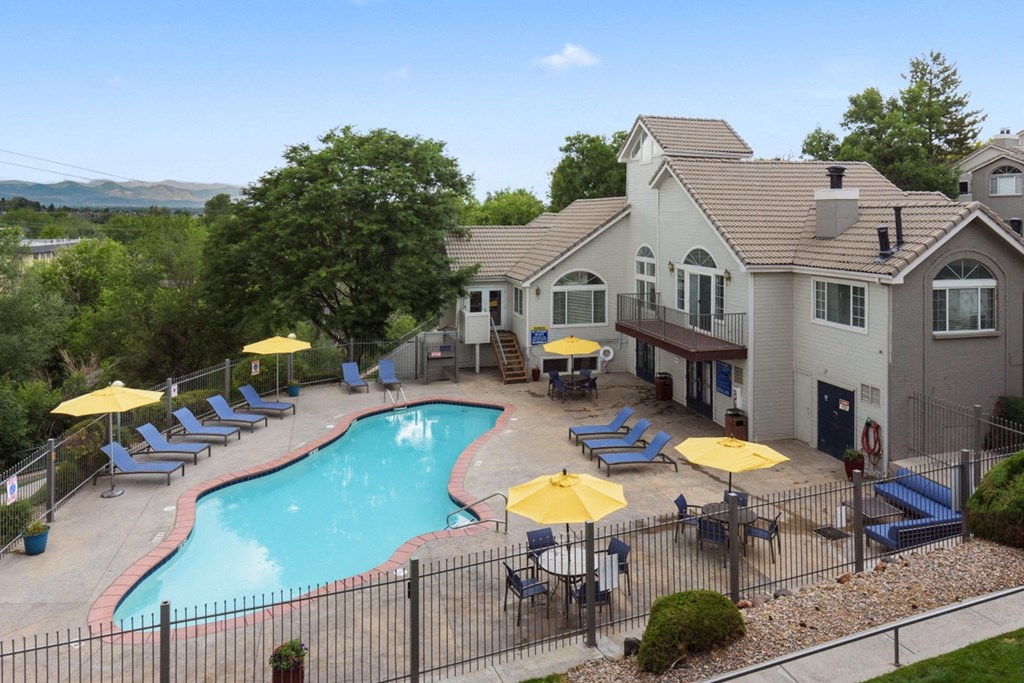 Aerial View Of Pool at Alvista Trailside Apartments, Colorado