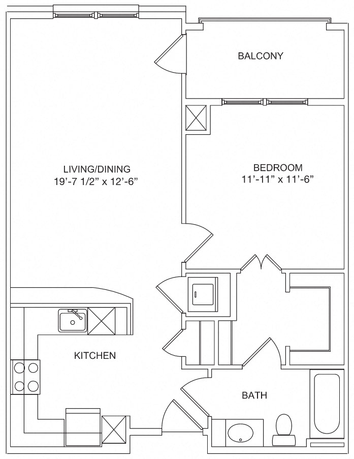 Residences 1 Bed 1 Bath Balcony
