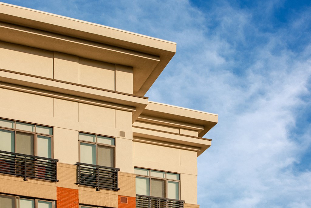 a building with a blue sky in the background