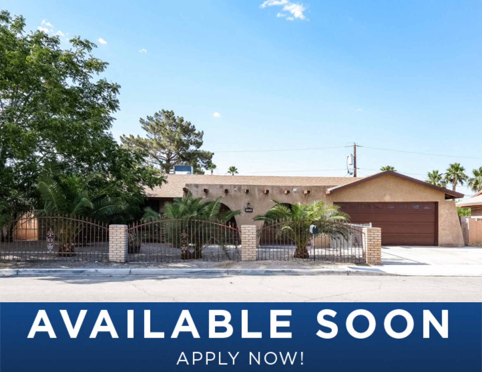 a home with a fence and a driveway with aarpable soon apply now