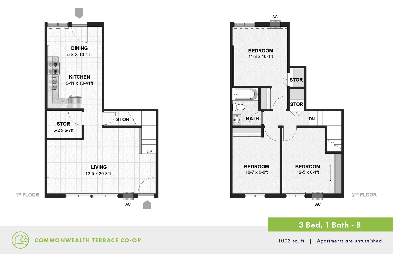 View 2 Bed 1 Bath Apartment Images