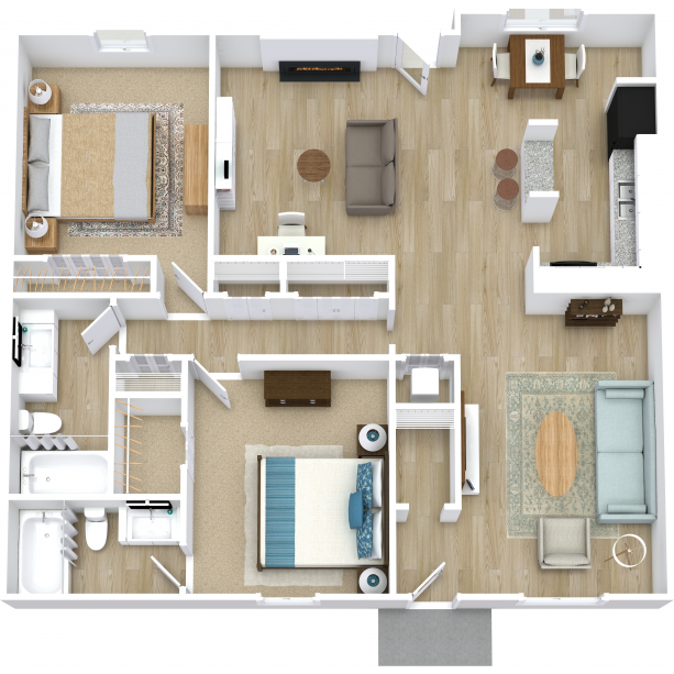 Duke Floor Plan at St Charles Apartment Homes in Bossier, Louisiana, LA