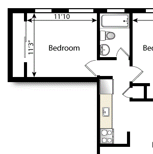 2 Bed / 1 Bath