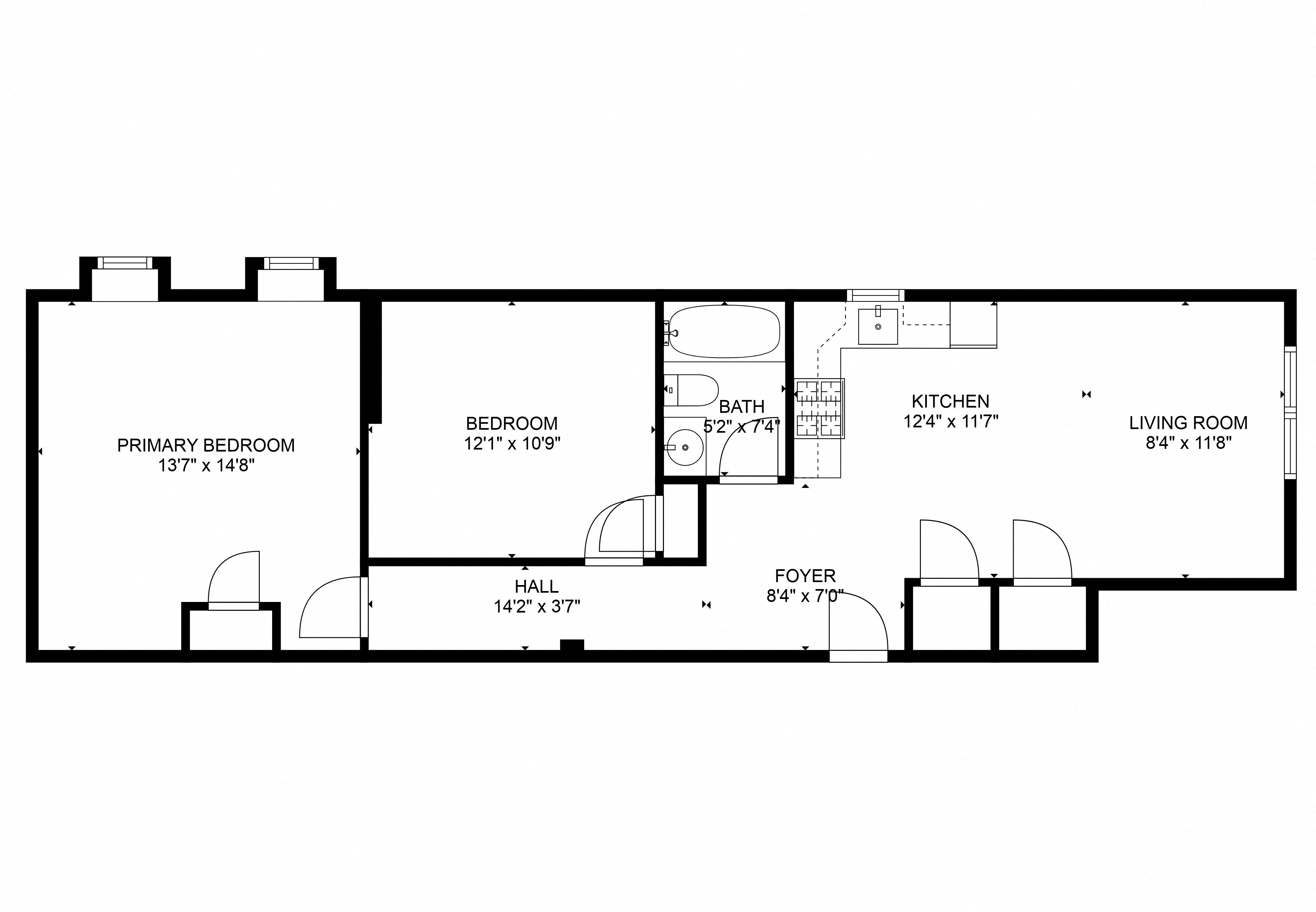 2 Bedroom 1 Bath