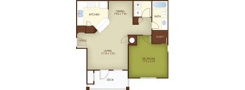 Oak Floor Plan at Stone Ridge Apartment Homes, Mobile, 36695