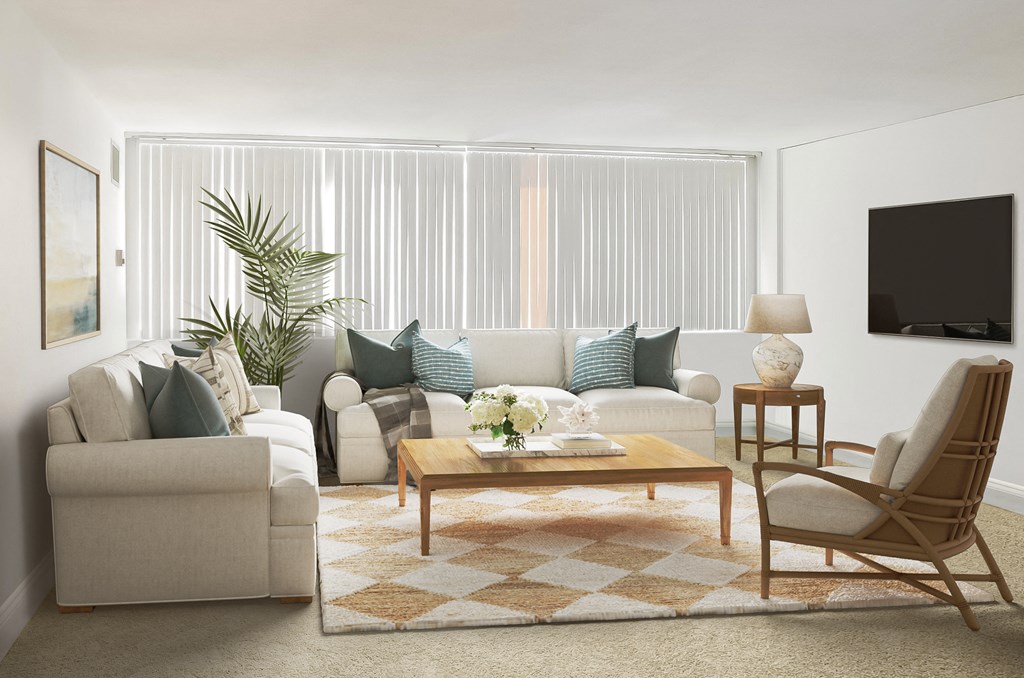 a living room with a couch and a coffee table
