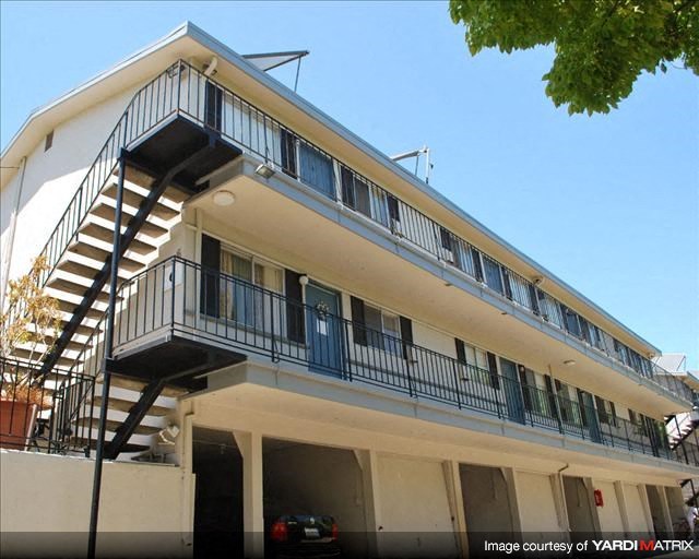 a building with a staircase on the side of it
