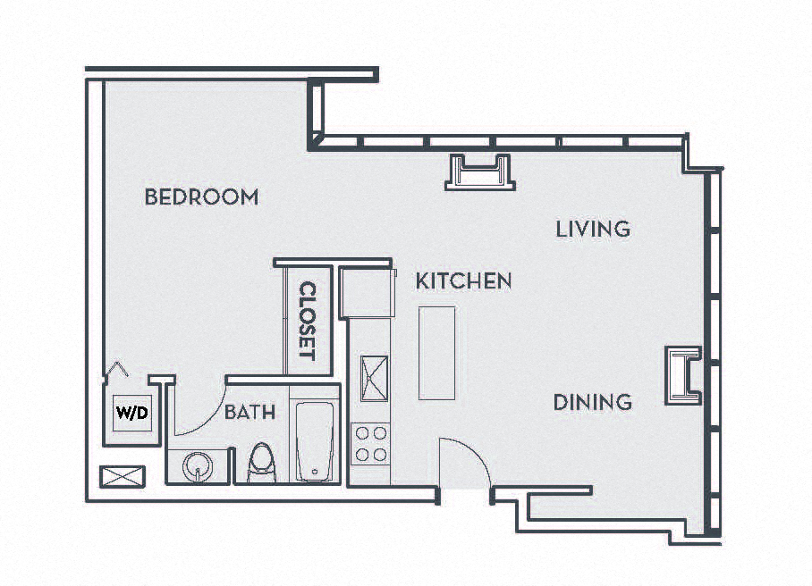 Loft A - 1 Bedroom 1 Bath Floor Plan Layout - 786 Square Feet