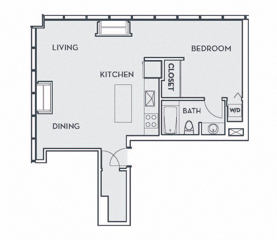 Loft B - 1 Bedroom 1 Bath Floor Plan Layout - 793 Square Feet