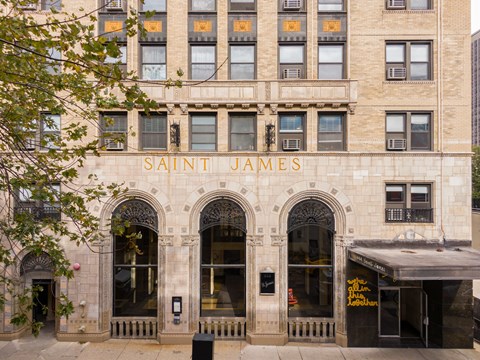 A building with the name Saint James on it.