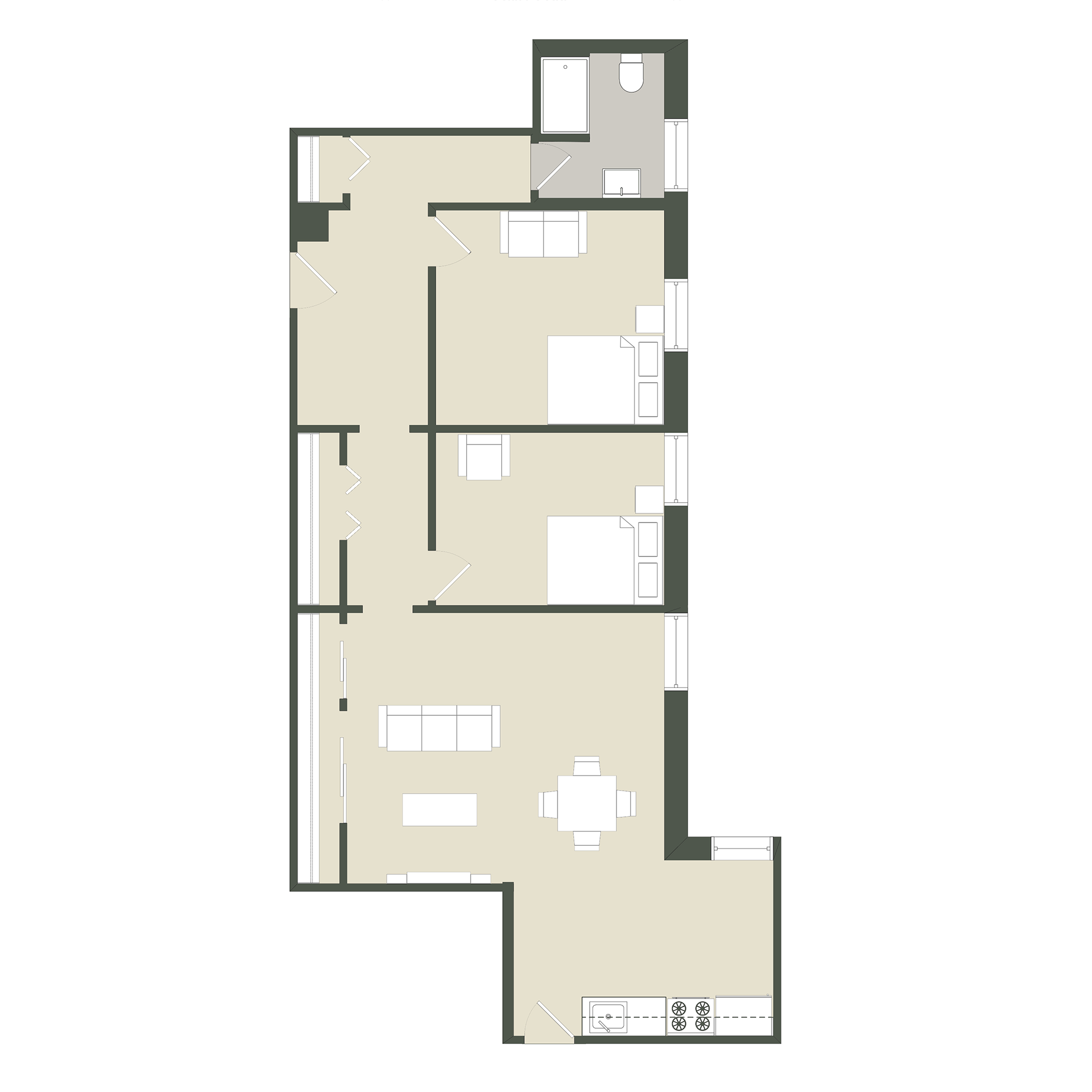 2 Bedroom - 1 Bathroom