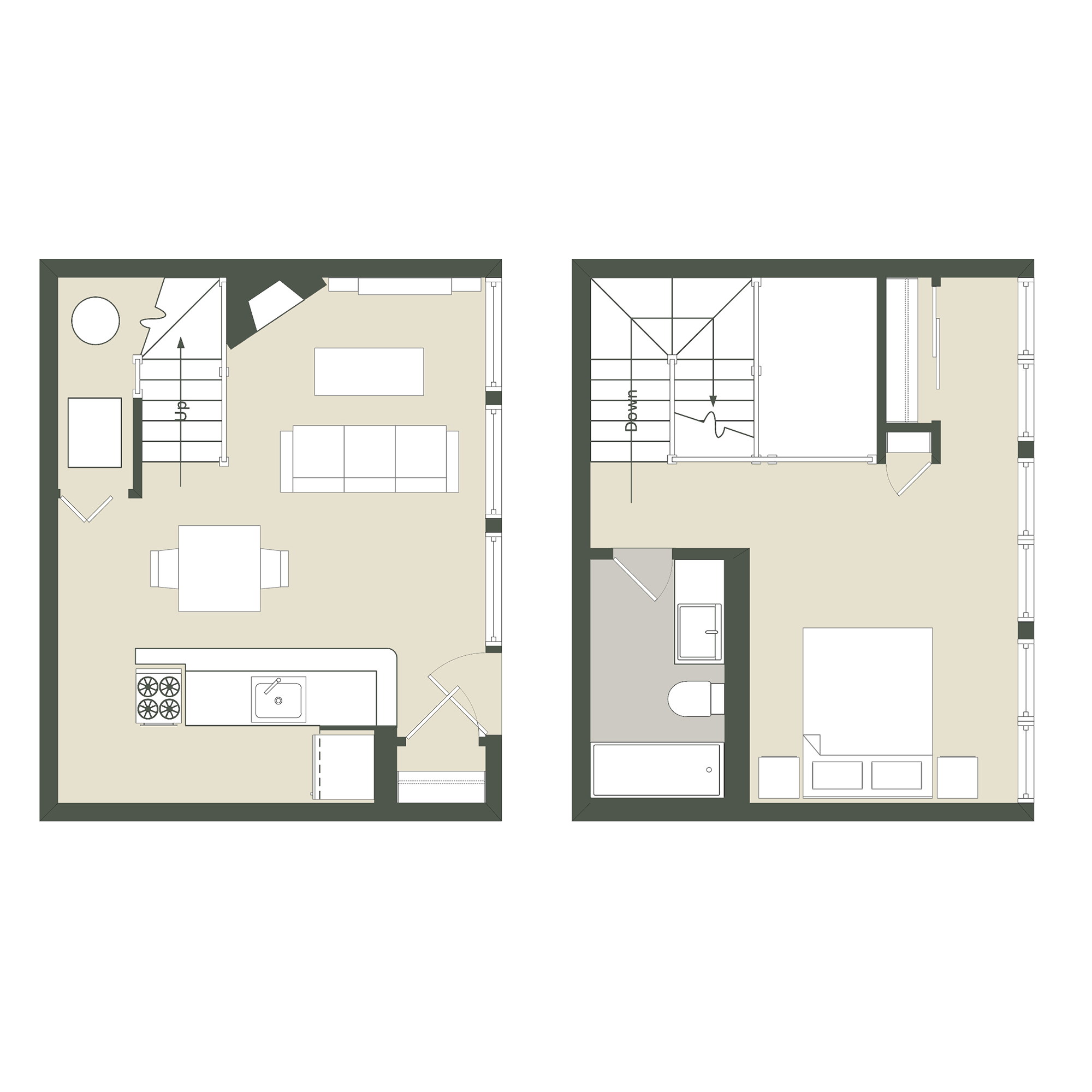 1 Bedroom - 1 Bathroom