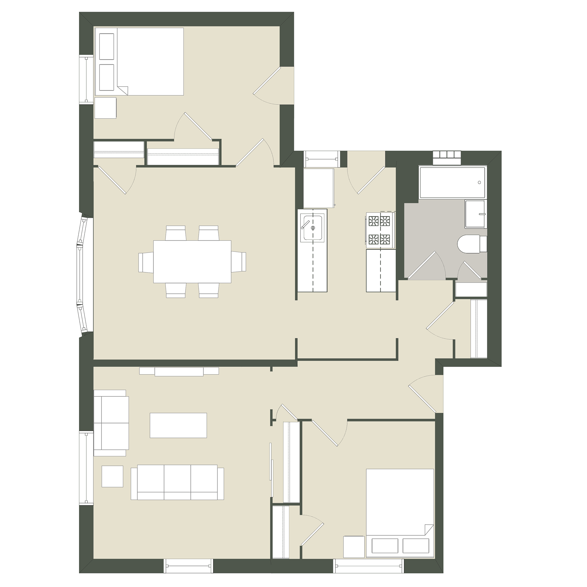 2 Bedroom -1 Bathroom