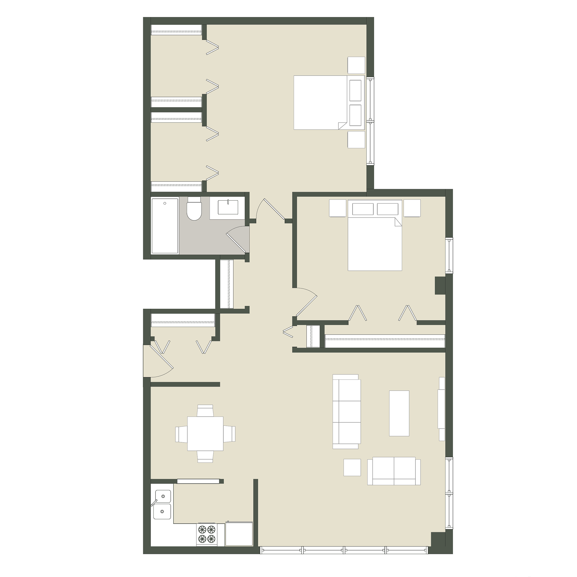 2 Bedroom - 1 Bathroom