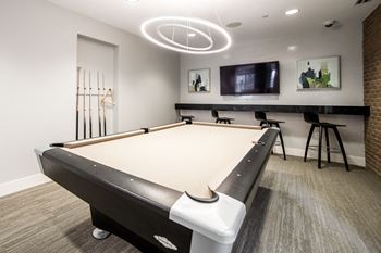 Pool Table In Game Room at The Foundry, South Bend