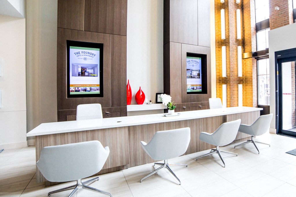 Inviting Reception Area at The Foundry, South Bend