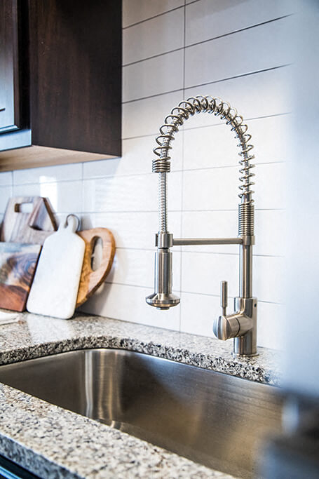 Double Sink with Integrated Sprayer, at The Foundry, South Bend, IN 46617