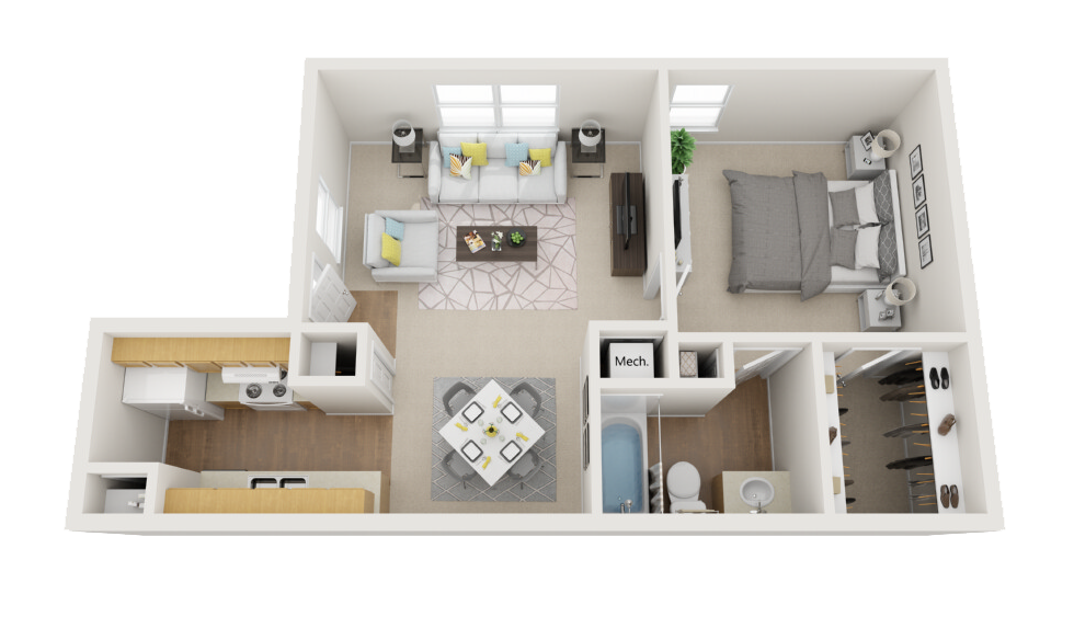 Parkway Villas 1 Bedroom Floor Plan