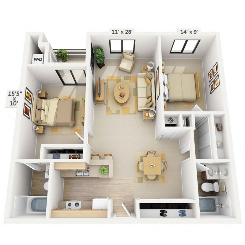 Shoreline 2x2 Bedroom at Pine at 6th, Long Beach, California
