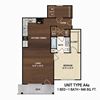 1 BR 1 BA 846 sq ft Bluewater Floorplan 2 bedroom apartments
