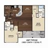 2 BR 2 BA 1122 sq ft Bluewater Floorplan 1 bedroom
