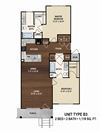 2 BR 2 BA 1119 sq ft Bluewater Floorplan 1 - 3 bedroom